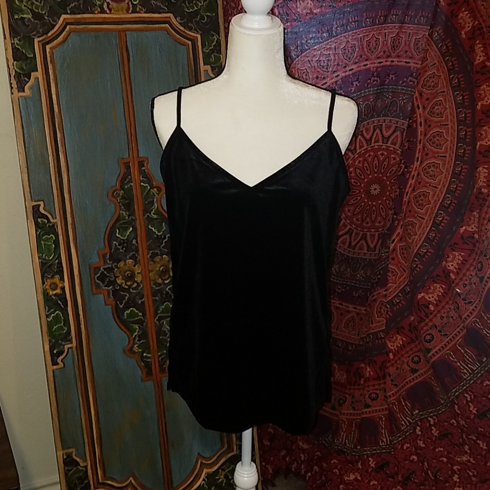 Black Velvet V-Neck Tank